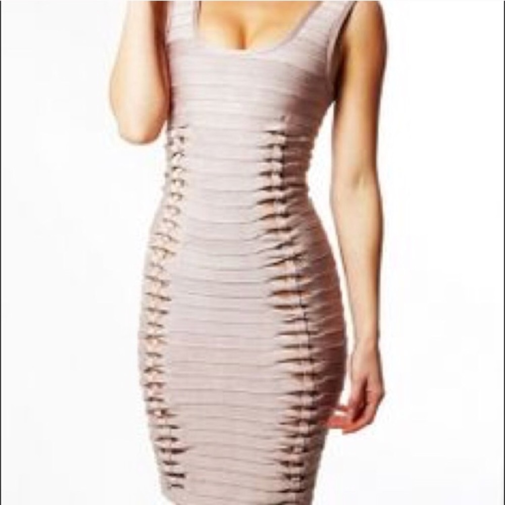 House of CB dress nude cut out dress